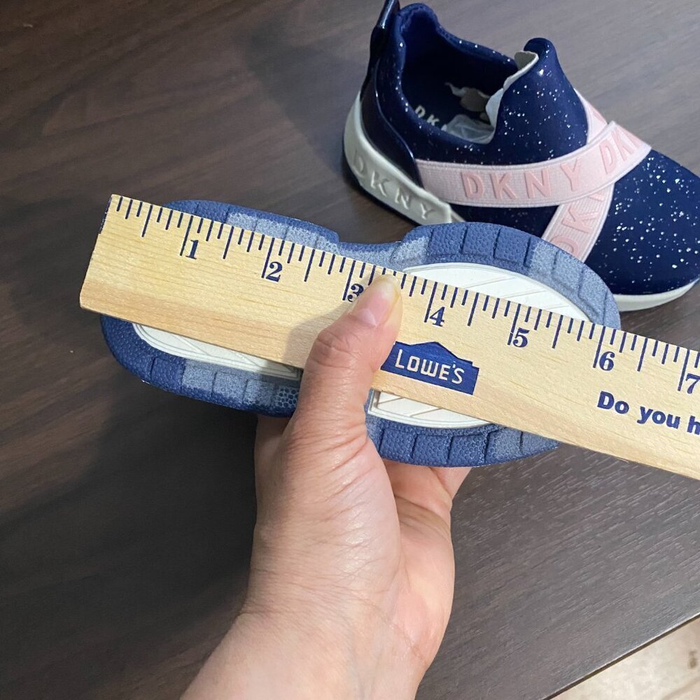 DKNY Baby Girls Casual & Fashion Sneakers Navy blush Shoes Size 7 Kids New - Picture 7 of 16